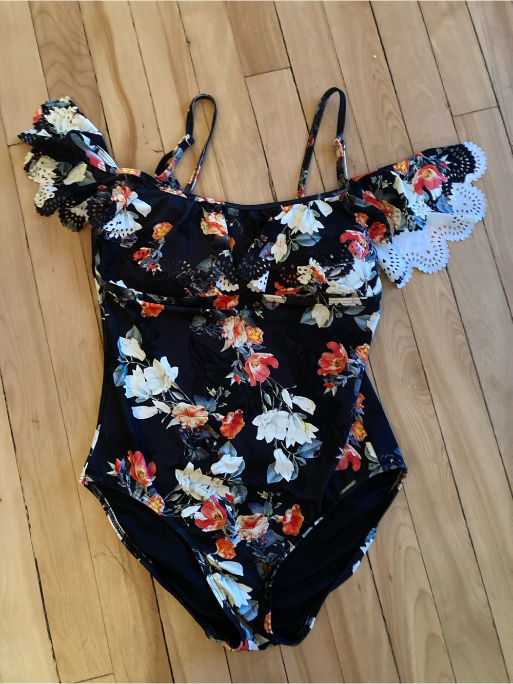 Azura Australia Floral One-Piece Swimsuit with Ruffle Shoulder